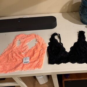 Urban Outfitters Black(M) and Orange (L) Lace Bralette Duo, NWT,